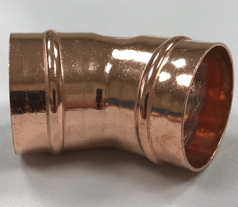 Copper solder ring 45 degree elbow